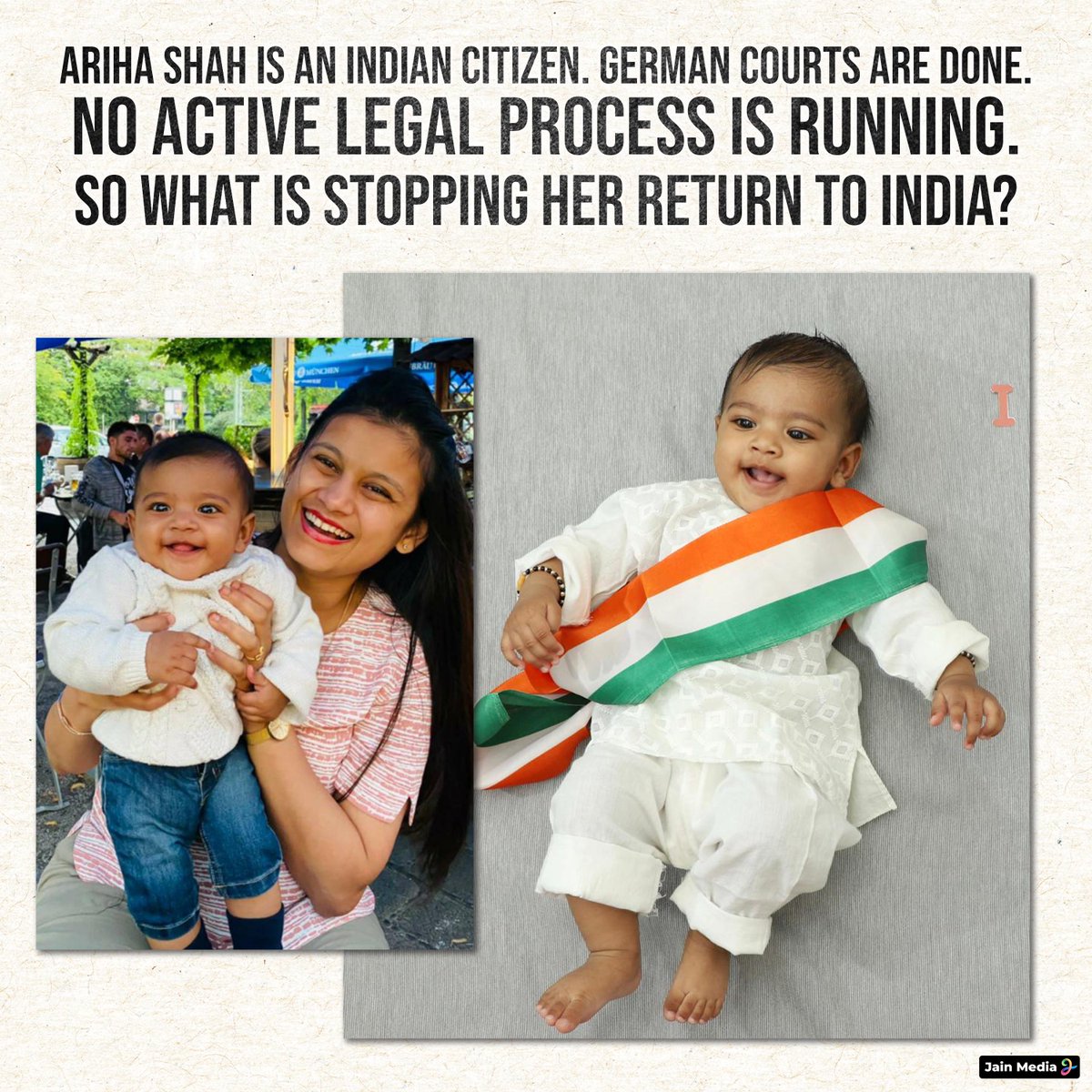 JainMedia's tweet photo. If India is capable and ready, what is stopping her return?
@narendramodi @DrSJaishankar @MEAIndia @bundeskanzler @AussenMinDE
#BringArihaBack https://t.co/lRtX3OYQEi