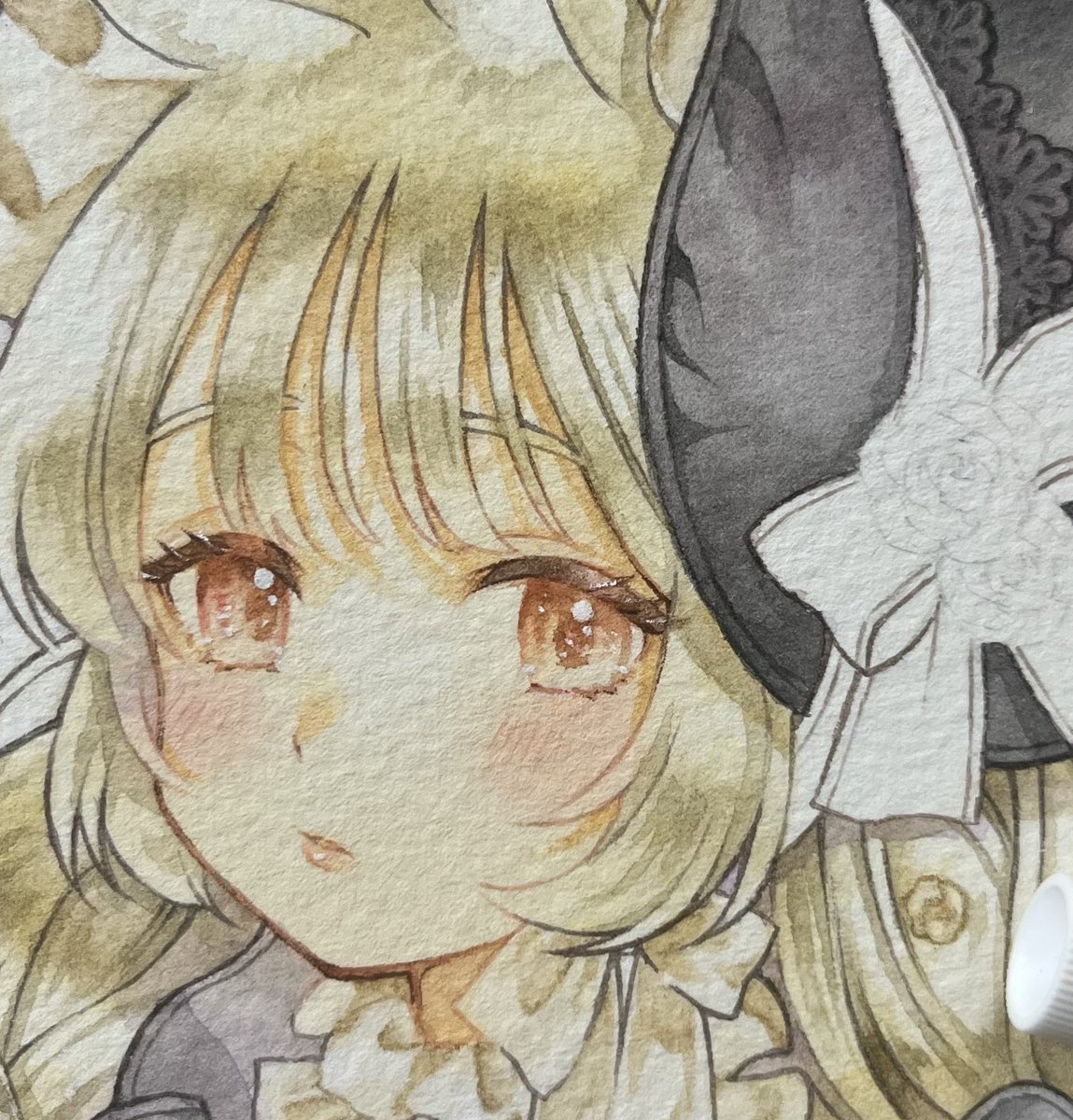 ドールの写真見ながら描いてる #WIP #透明水彩