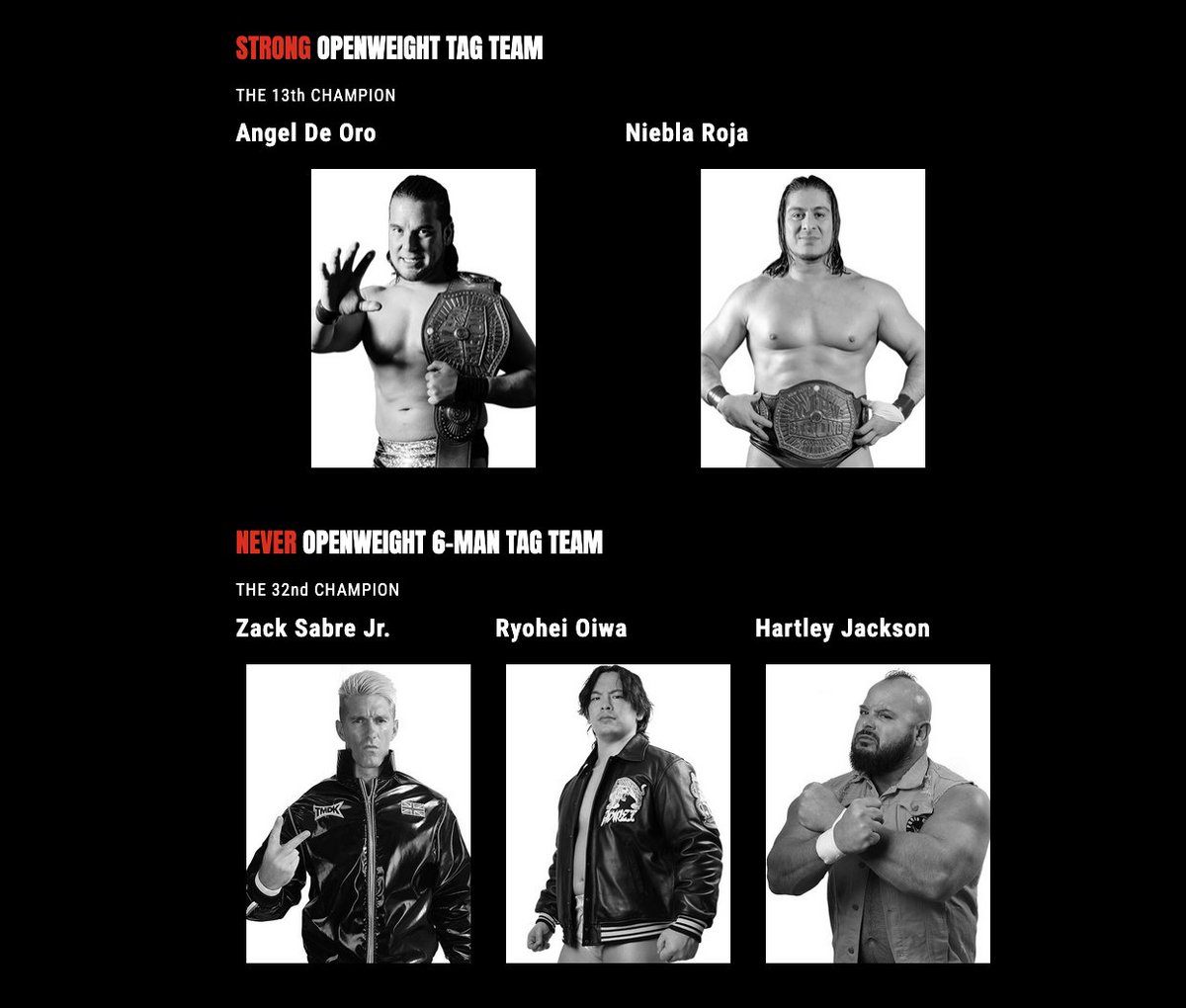 njpwglobal's tweet photo. The current champions in New Japan Pro Wrestling

Who should be carrying gold in 2026?

💬 Let us know in the comments!

#njpw https://t.co/P49RDaoRsN