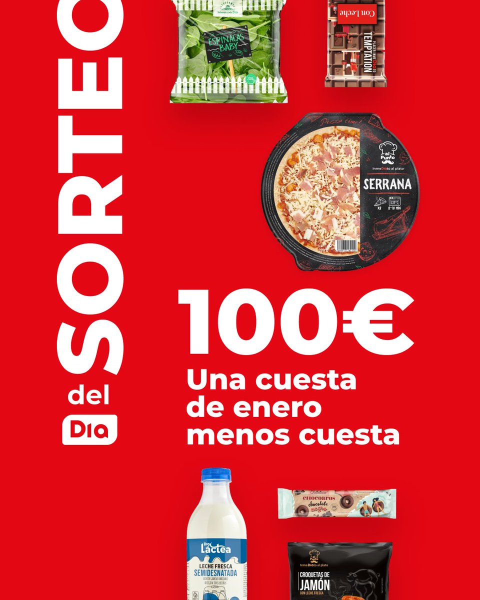 Sorteo del Dia

El único dilema que queremos: qué comprar con 100€ en DIA.

Participa en nuestro sorteo y descúbrelo.
Cómo participar: 

• Seguir a la cuenta oficial de @dia_esp
• Menciona a un amigo
• Like y RT
Participa hasta el 14 de enero (incluido).

¡Suerte a todos!