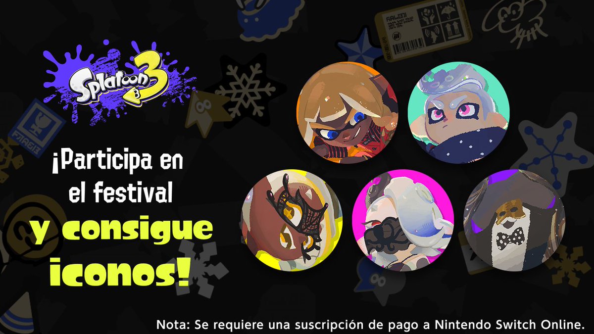 NintendoES's tweet image. Los suscriptores de Nintendo Switch Online que jueguen a #Splatoon3 durante el FrostyFest del finde se llevarán 100 puntos de platino ¡y elementos para iconos de usuario especiales!

Más detalles en la aplicación #NintendoSwitchOnline de tu consola.