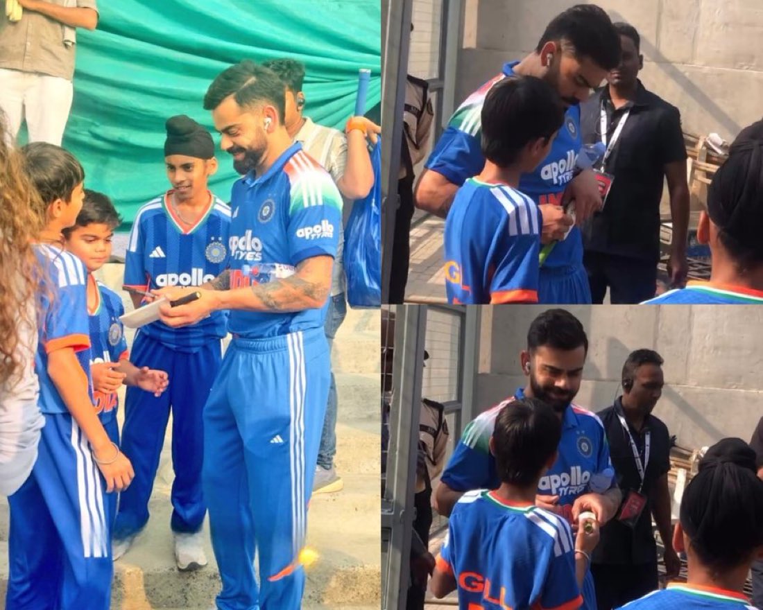 Virat Kohli giving autographs to young fans ❤️