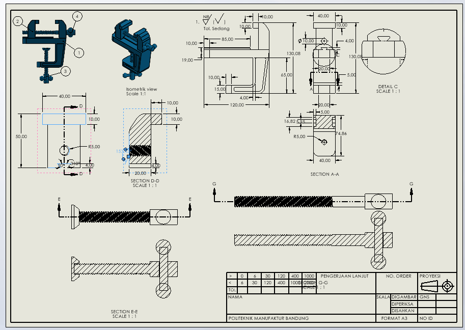 ganis_17's tweet photo. latihan penggunaan section view, projected view, danauto dimension https://t.co/uePZGrJenm
