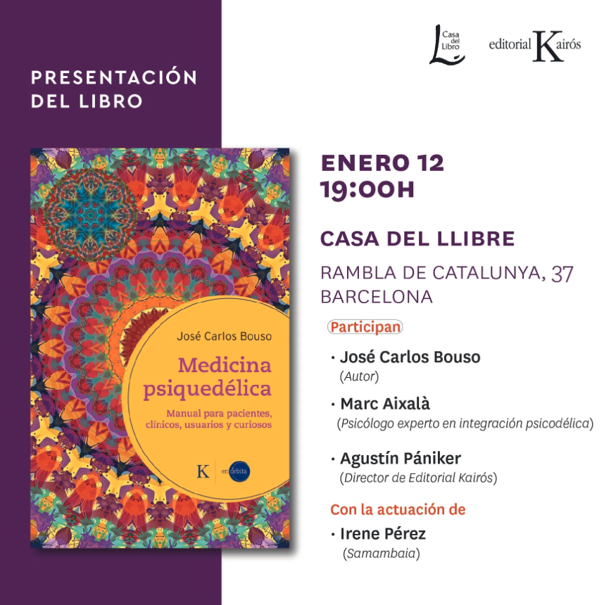 ClinicaSynaptic's tweet photo. 📍 Barcelona, 12 de enero — Presentación de Medicina psiquedélica

🙌 La ciencia y la salud mental están a punto de cruzar una frontera que hasta hace pocos años parecía imposible. 🙌

¡Ven a conocer a José Carlos Bouso y a charlar con todos los participantes! 👇 https://t.co/7MPTDI6WZF