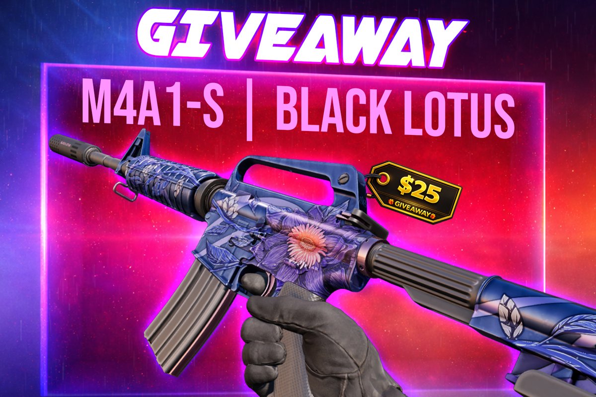 🎁 GIVEAWAY | M4A1-S | Black Lotus 🎁

To enter:
1️⃣ Subscribe to my YouTube  
2️⃣ Comment on my latest video  
3️⃣ RT this post  
4️⃣ Tag a friend  

YouTube 👉 youtu.be/qAr1rZCbOn4

Winner announced soon 👀