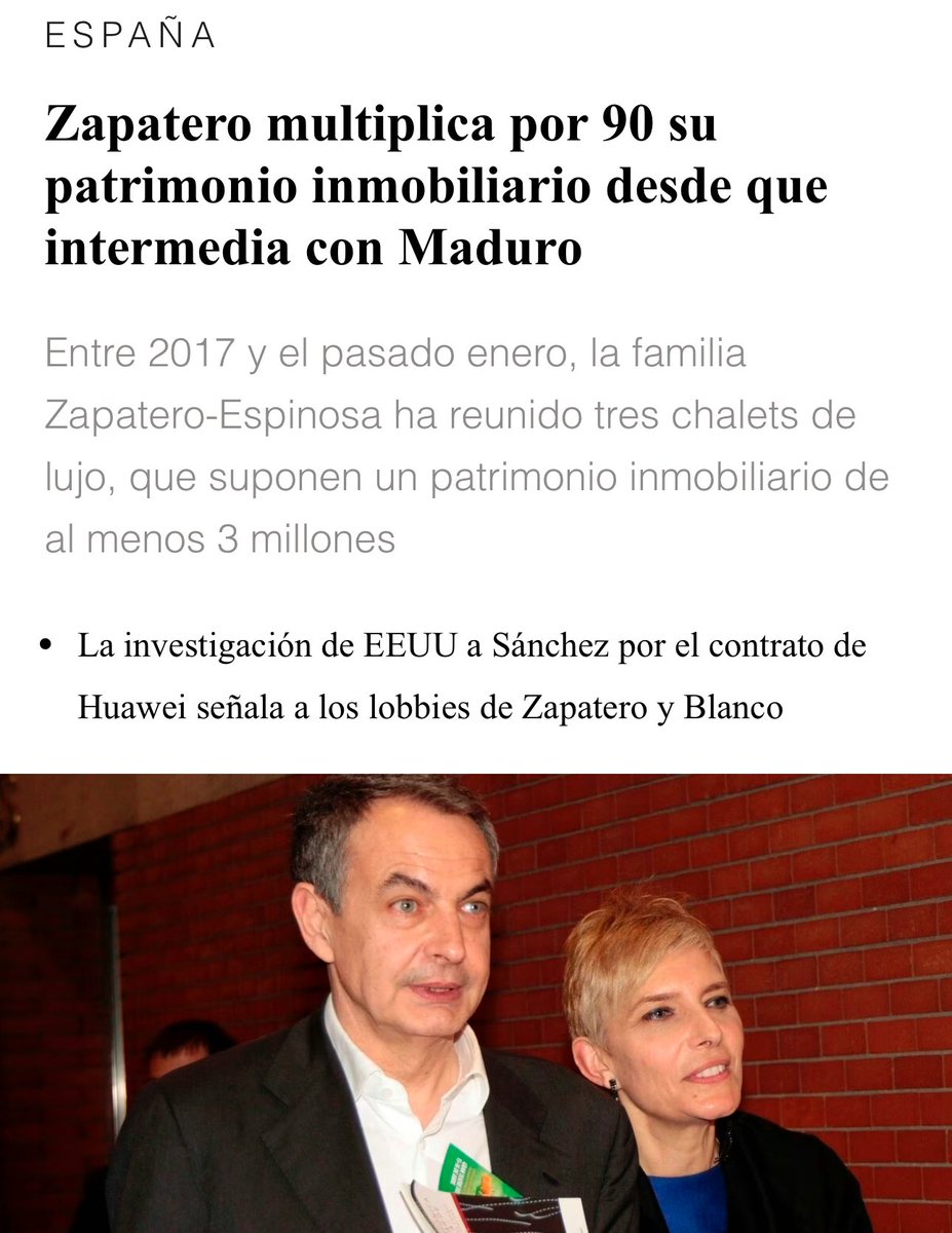alixx06's tweet photo. Quieren vendernos que Zapatero ha conseguido sacar los presos políticos de Venezuela JA JA JA 

Los presos han sido liberados gracias a TRUMP

Zapatero en 10 años: 
- 0 presos liberados 
- Su patrimonio personal se multiplica por 90

#ZapateroAPrision https://t.co/NoMk5MHTGh