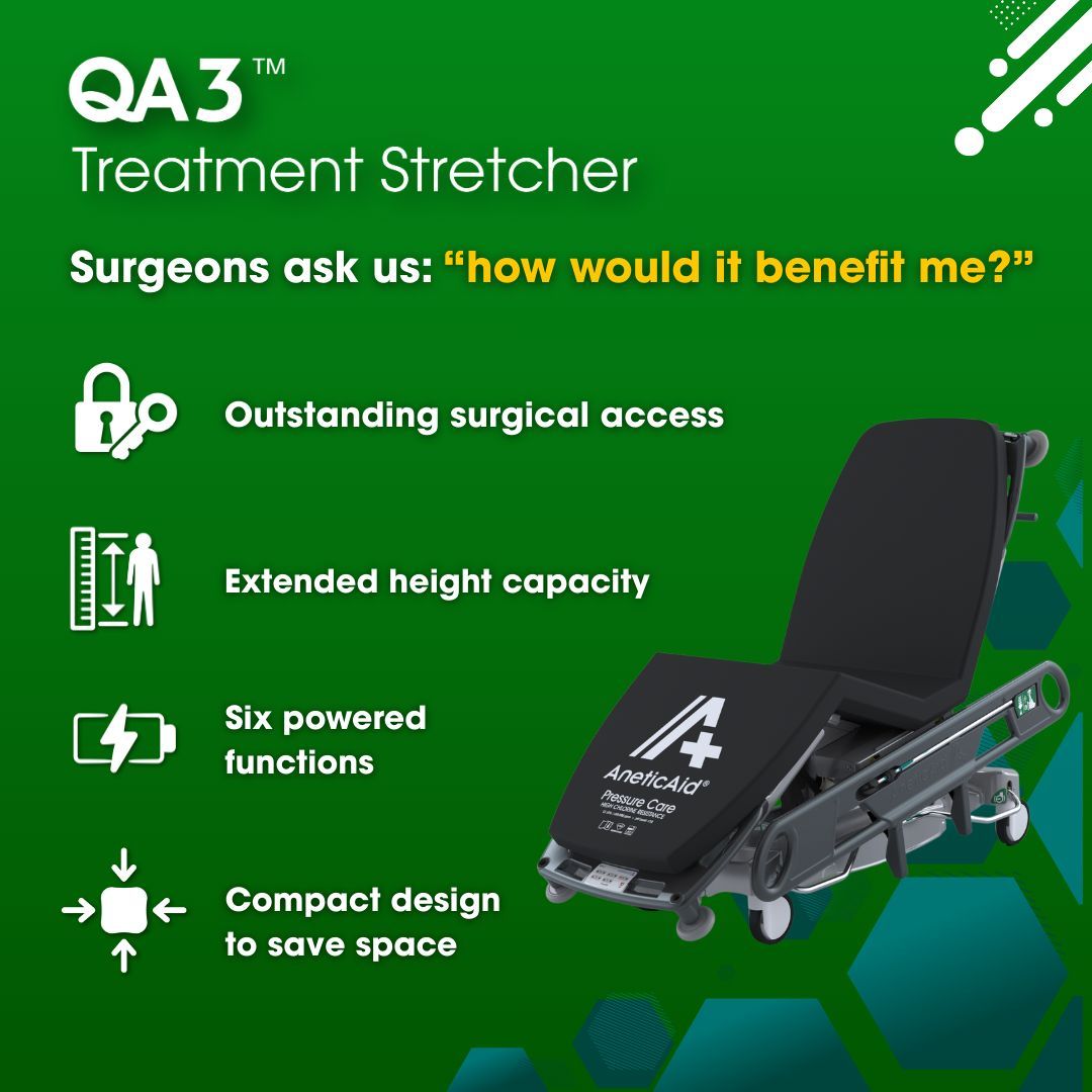 Smaller footprint. Superior surgical access. Six powered functions
The QA3™ Treatment Stretcher changes everything. ✔️

Discover how it benefits you below.

👉 buff.ly/nAmggzz 

#ThinkAnetic #Gamechanger #Surgery #Treatment #Stretcher #Surgical #Access