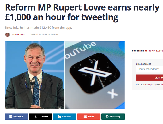 <a href="/RupertLowe10/">Rupert Lowe MP</a> I, for one, cannot understand why men like Rupert Lowe are opposed to banning X, despite it assisting sex offenders, paying people to invite the foreign powers to invade the U.K, and allowing state-sponsored cyber warfare against our democracy.

It's a real mystery...🤔