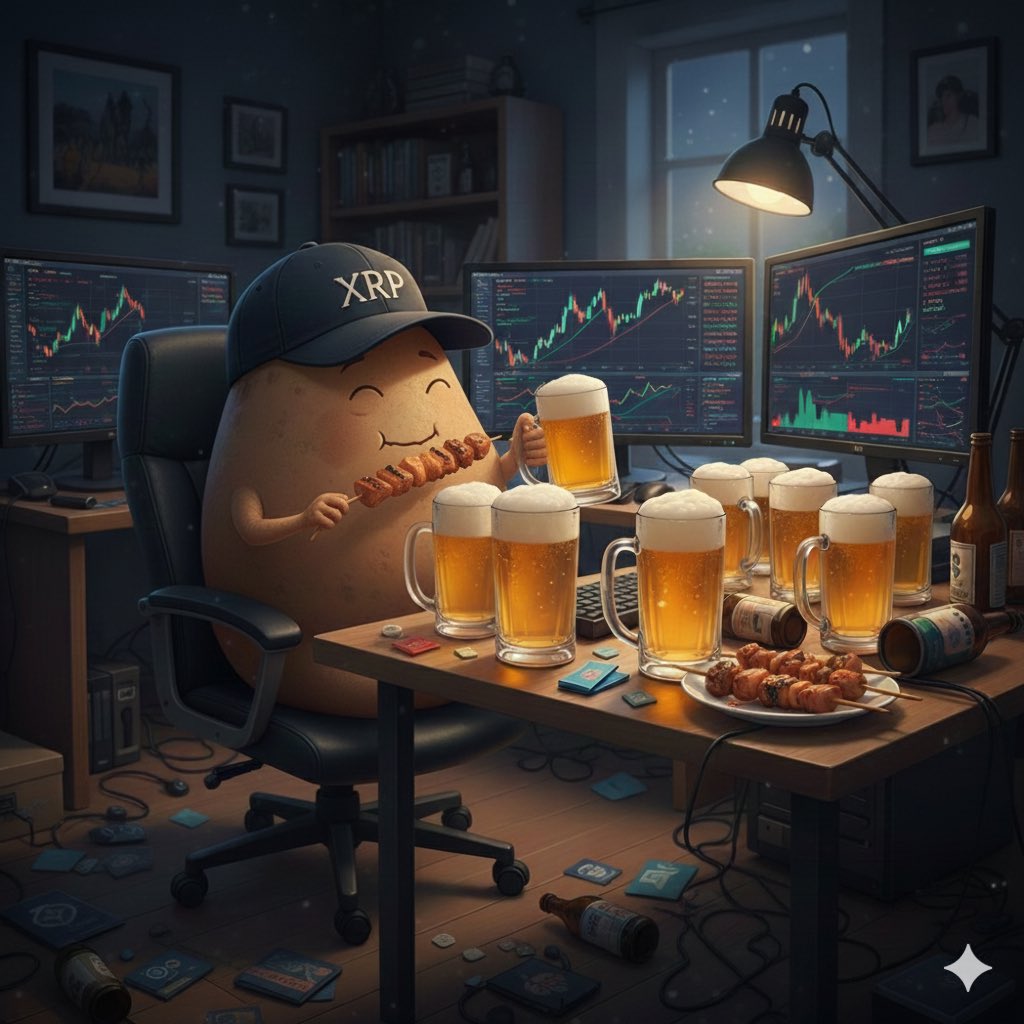 今日も1日お疲れ様でした！ やっと浴びれる～！ 華金✨️の夜にカンパ～～イ🍻😆 楽しい交流と素敵な御縁を 宜しくお願いします🙇‍♂️  2026仮想通貨Go！Go！ #リップル #XRP 🚀ビットコイン🚀 イーサリアムーーーン🚀🌕