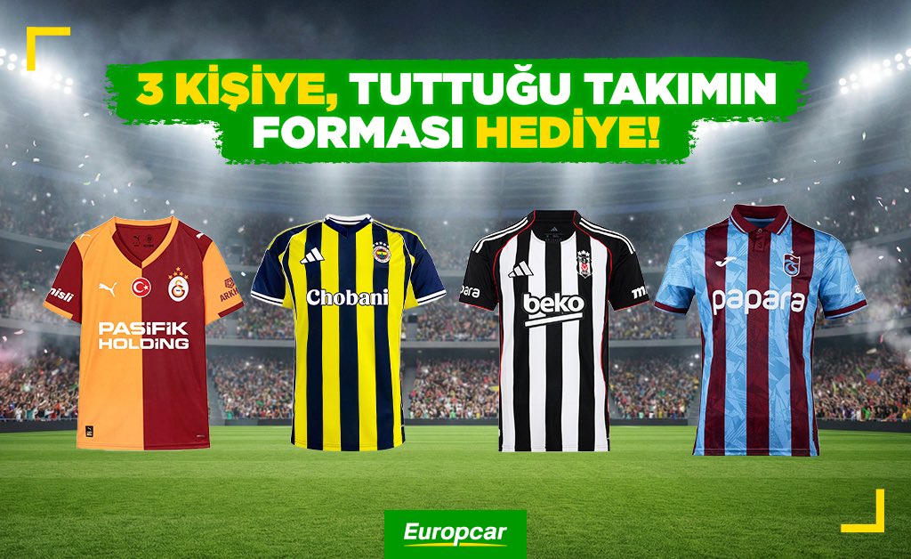Gençler #GSvFB maçı için tahmin oyunu oynuyoruz, 3 orijinal forma veriyoruz, beni bu sefer mahçup etmeyin :)

1- <a href="/EuropcarTR/">Europcar Türkiye</a> hesabını takip ediyoruz.
2- Maç skorunu tahmin ediyoruz ve yanında istediğimiz herhangi bir *tahmin daha yapıyoruz.

* bu diğer tahmini istememin sebebi