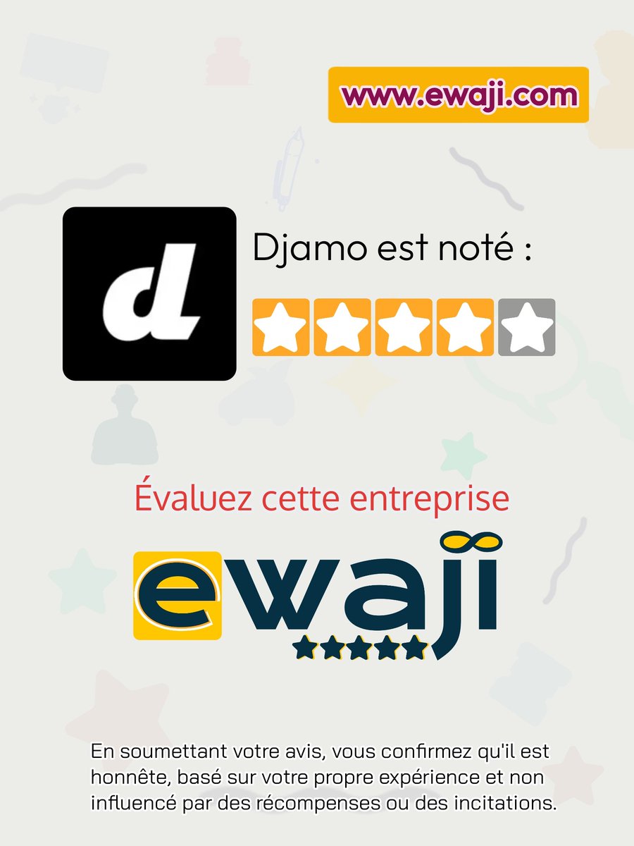 ewaji_com's tweet image. Djamo obtient une note de 3,9 sur 5
Evaluez Djamo sur le lien suivant : 
ewaji.com/businesses/dja…