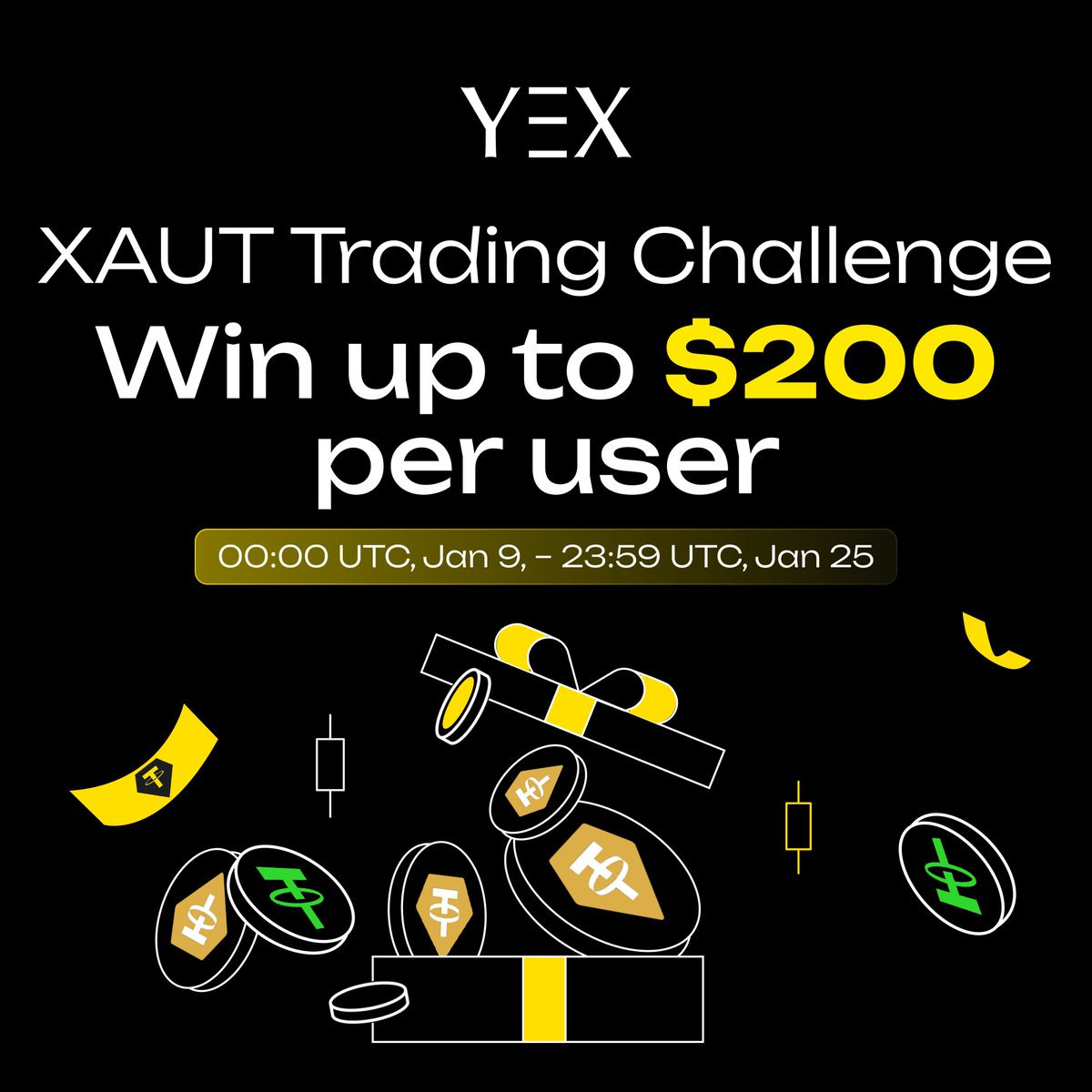 YEXOfficial_EN's tweet image. 🔥 XAUT Trading Challenge
💰 Win up to $200 per user!

🗓 Time: 00:00 UTC, Jan 9 – 23:59 UTC, Jan 25

🚀 How to Join:
1️⃣ Sign up on YEX 👉 yex.io/en_US/register
2️⃣ Trade the designated XAUT trading pairs
3️⃣ Claim your bonus 👉 yex.io/en_US/futuresb…

✨ Trade more, earn more —