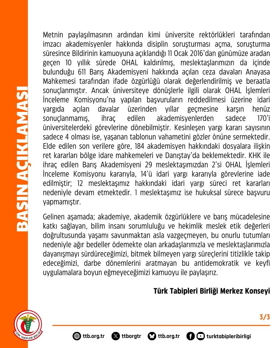 “Bu Suça Ortak Olmayacağız” Diyen Barış Akademisyenlerinin 10 Yıldır Devam Eden Hak İhlallerinin Takipçisiyiz!

Türkiye’de 89 üniversiteden, meslektaşlarımızın da içinde yer aldığı 1.128 akademisyen ve araştırmacı tarafından imzalanan “Bu Suça Ortak Olmayacağız” başlıklı bildiri,
