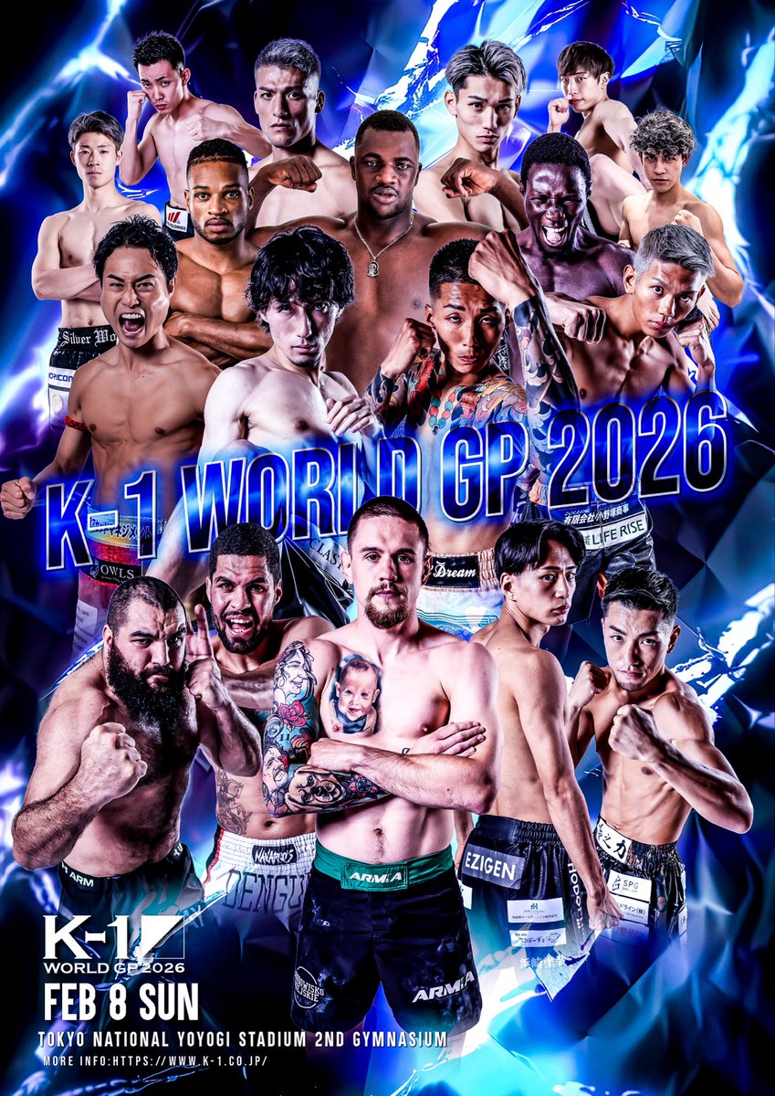 ||◤K-1 WORLD GP 2026◢||
🗓️2月8日(日)🏟️代々木第二体育館

✩˖°⌖.꙳✩˖°⌖.꙳✩˖°⌖.꙳✩˖꙳✩
　🥊ワンマッチ&amp;プレリム
         ビジュアル公開👏
✩˖°⌖.꙳✩˖°⌖.꙳✩˖°⌖.꙳✩˖꙳✩

🏟️大会情報▷k-1.co.jp/schedule/16660
🎫チケット▷ k-1.co.jp/schedule/16660…

#k1wgp