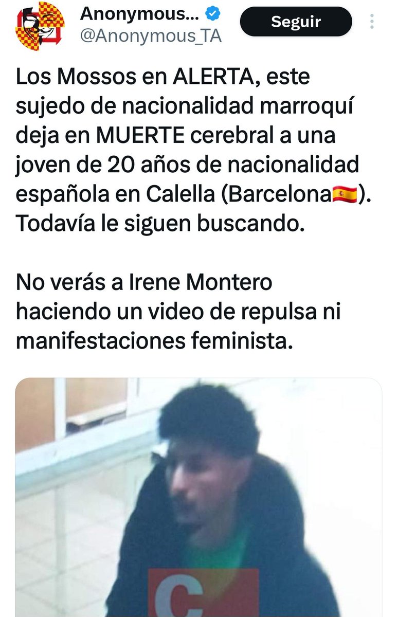 uma281078's tweet image. Se confirma la muerte cerebral de una chiquilla de 20 años, producida, sin ninguna presunción, por una escoria de las que traes para conseguir votos, a sabiendas de que vienen a violar y asesinar, puto MALNACIDO.