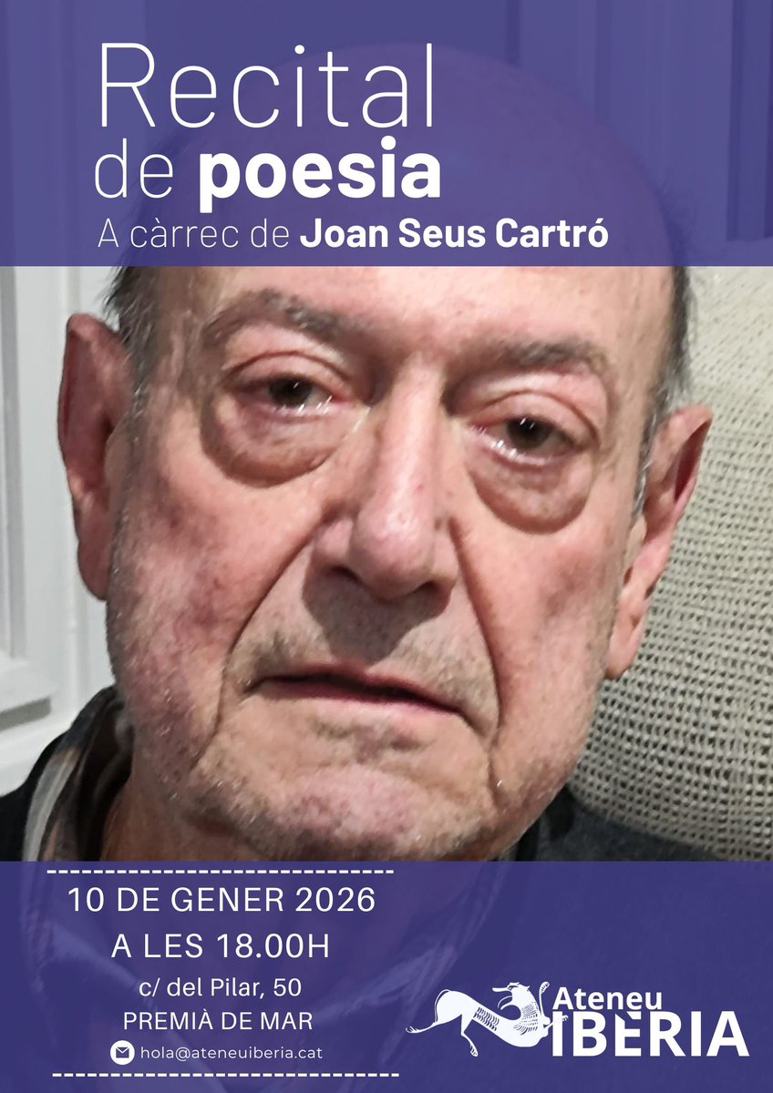Aquest dissabte 10 de gener a les 18.00, acompanyant la inauguració de de l'exposició de pintures, gaudirem de la poesia de Joan Seus, poeta de #PremiàdeMar.
