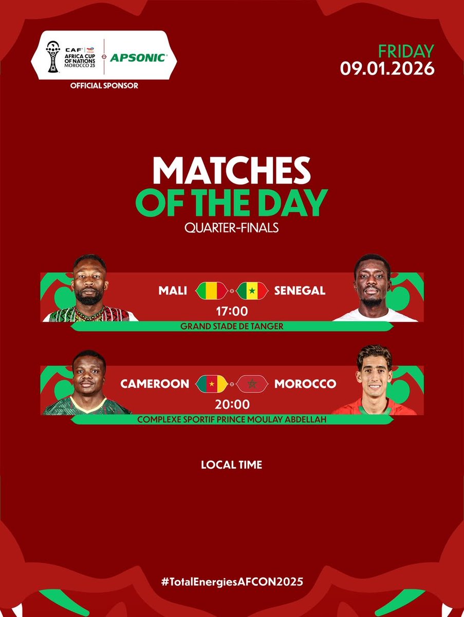 RadioJamboKenya's tweet photo. Ratiba ya michuano ya leo ya #AFCON2025. Unashabikia timu gani?

#JamboMassawe #KituoChaWakenya https://t.co/0jDuRSKcXD