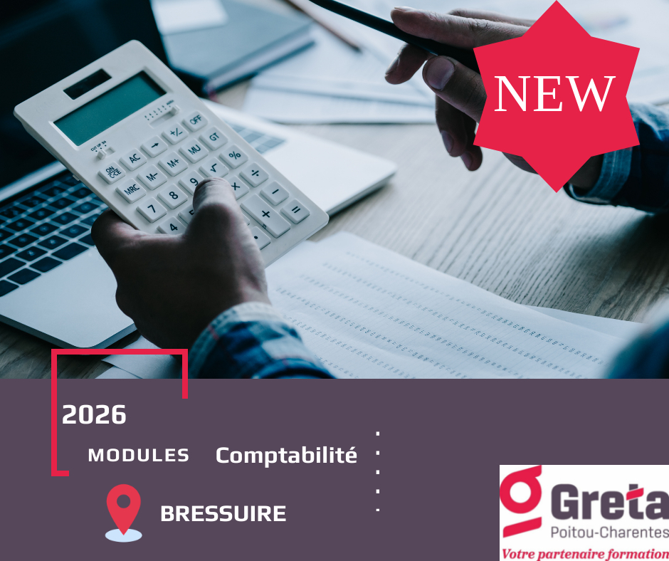 📊 𝗡𝗼𝘂𝘃𝗲𝗮𝘂𝘅 𝗺𝗼𝗱𝘂𝗹𝗲𝘀 𝗱𝗲 𝗰𝗼𝗺𝗽𝘁𝗮𝗯𝗶𝗹𝗶𝘁é à 𝗕𝗿𝗲𝘀𝘀𝘂𝗶𝗿𝗲 !
➡️ Infos &amp; inscriptions : commercial.greta.agence-thouars@ac-poitiers.fr
#Comptabilité #FormationPro #Bressuire #GRETA #NouvelleAquitaine #CPF #ComptaGestion