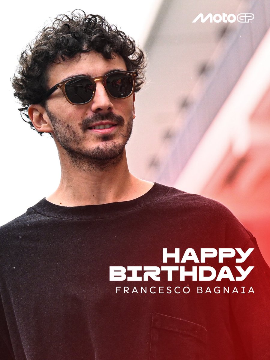 MotoGP's tweet image. Tanti auguri @PeccoBagnaia! 🥳

Wishing the @ducaticorse rider a very happy birthday! 🎂

#MotoGP