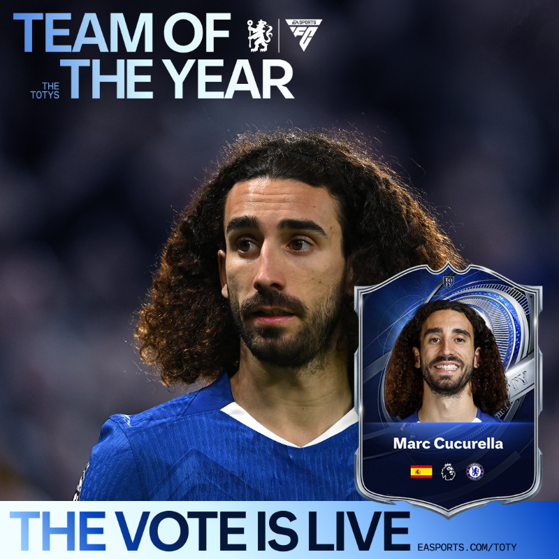 ChelseaFC's tweet photo. Three nominees. One badge. 💙

Palmer, Cucu, and Caicedo have been nominated for @EASportsFC Team of the Year. 🤩

#EASportsFC #FC26 #TOTY