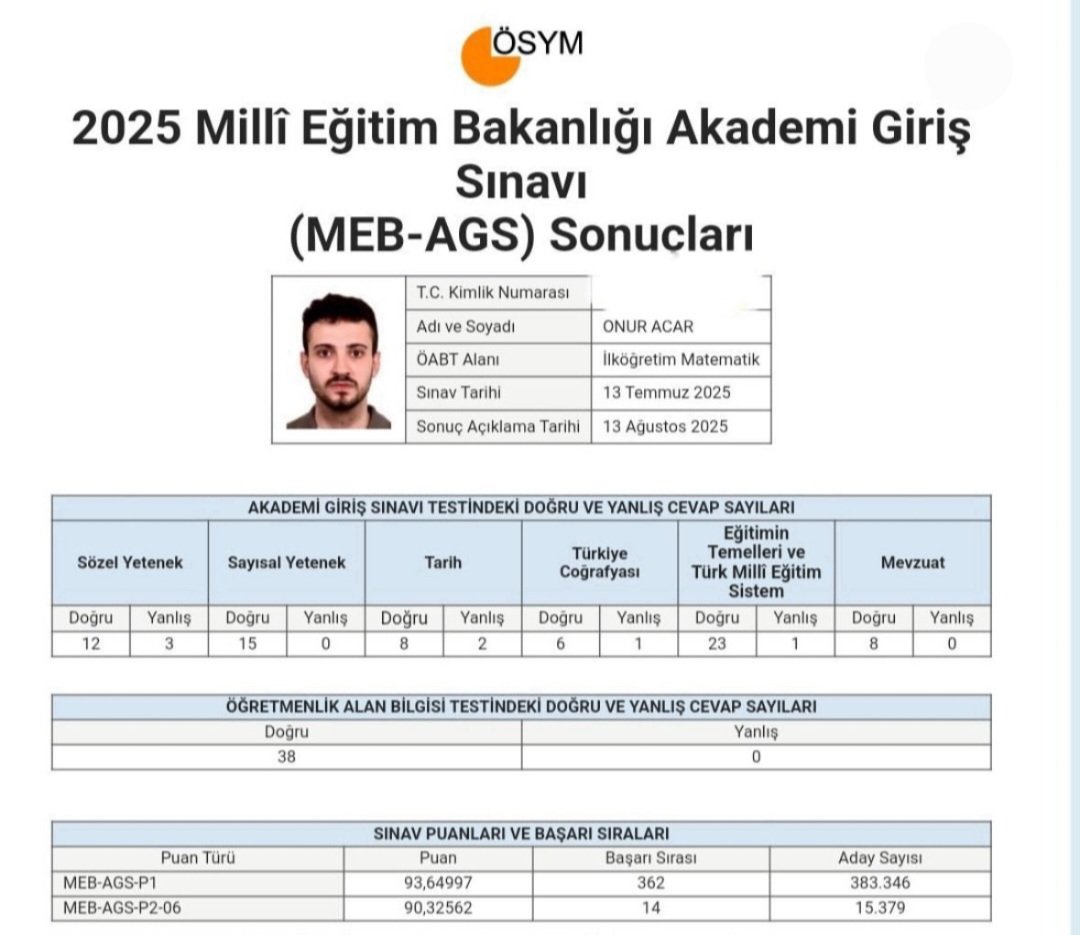 2023 yılında kontenjanda olmama rağmen mülakatta başkaları önüme geçti. 
2024 yılında çok az kişi ile kontenjan dışı kaldım. 
2025 yılında alanımda 14.oldum ve kontenjandayım.
İnşallah bir aksilik olmaz da bu yıl kazasız belasız atanırım.
Çok şükür...