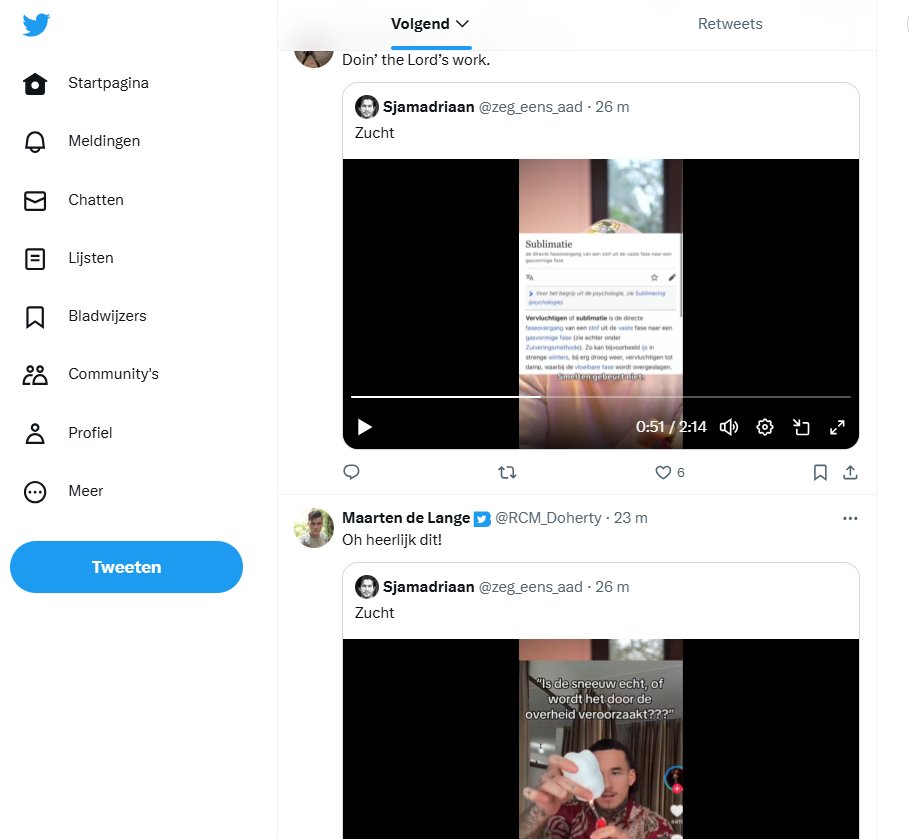 Jacobdus's tweet image. Huh, Twitter ziet er weer uit als twitter op x punt com. 
En geen "Voor jou" maar Retweets.