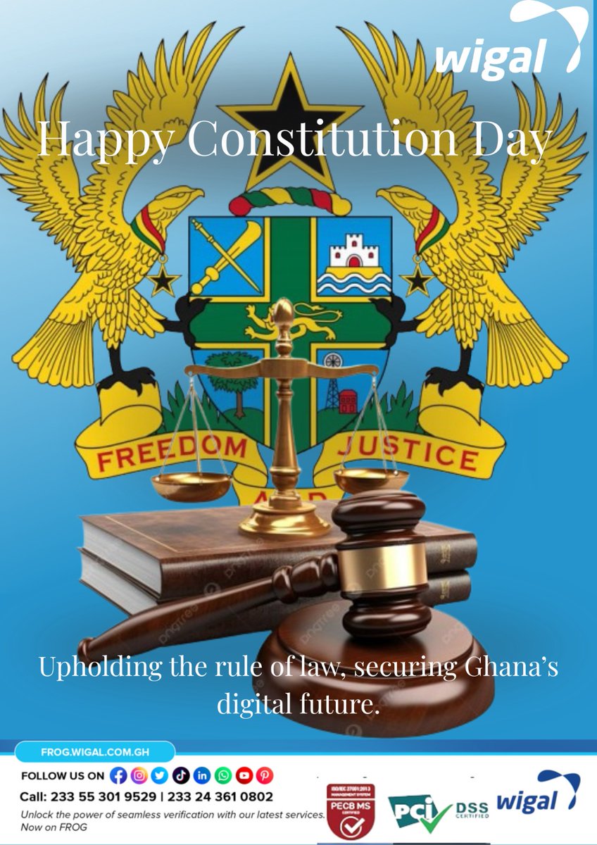 Happy Constitution Day!
Freedom, justice, and rule of law aren’t just national values—they’re at the core of how we build tech at Wigal.
Securing Ghana’s digital future, one verified message, one safe payment at a time.
frog.wigal.com.gh
#ghana #techrevolution #wigal