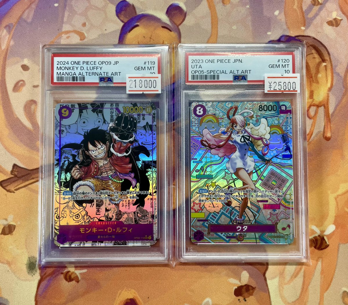 ワンピースカードの『モンキー・D・ルフィ』コミパラと『ウタ』SPの