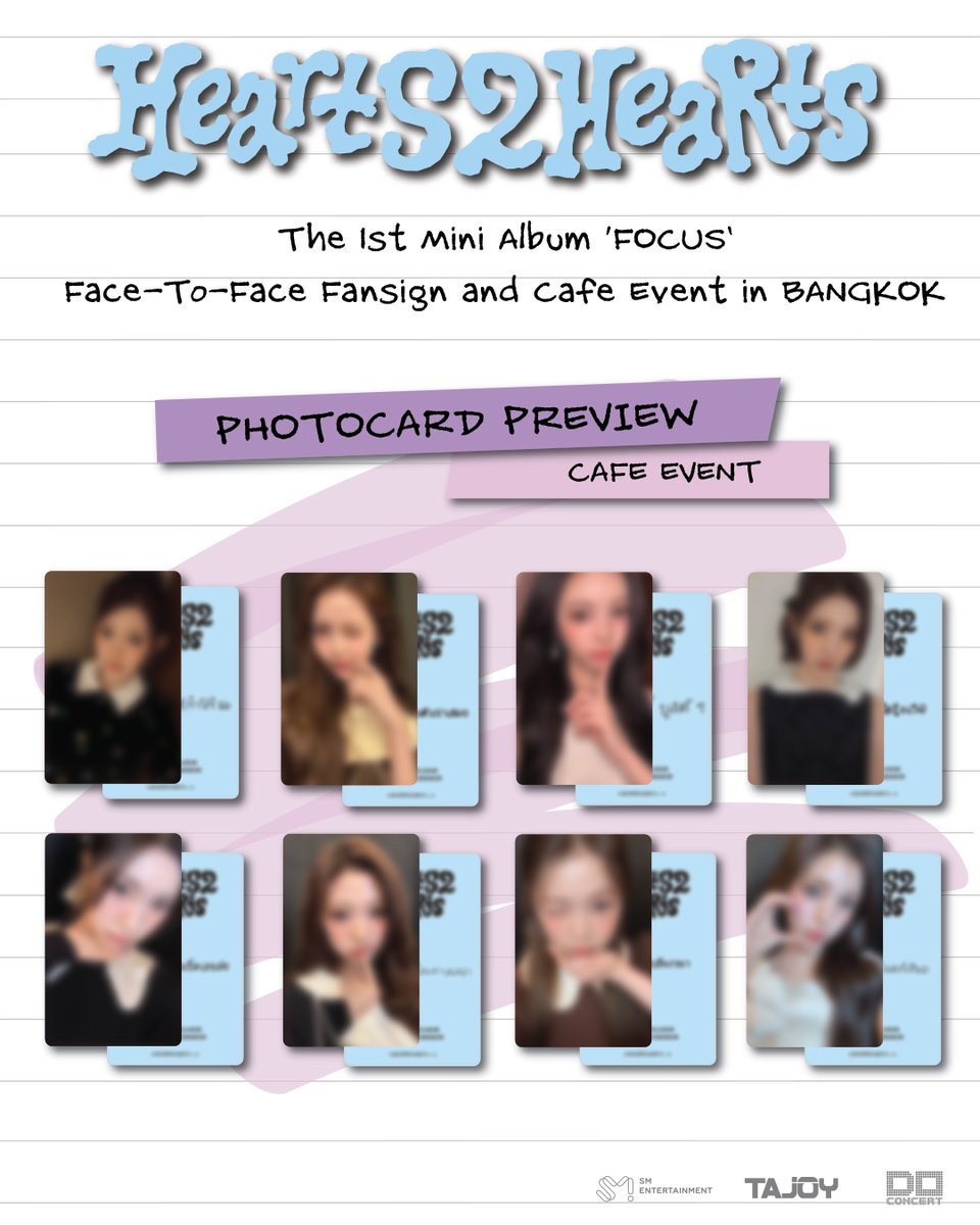 📸 Thailand Exclusive Photocard ที่มากับความน่ารักจนใจสั่น​ พร้อมข้อความพิเศษเป็นภาษาไทยที่ตั้งใจส่งถึงแฟน ๆ โดยเฉพาะ​ สำหรับ​ Hearts2Hearts The 1st Mini Album 'FOCUS' FACE-TO-FACE FANSIGN and CAFE EVENT in BANGKOK เท่านั้น 🩵 #Hearts2Hearts_FOCUS_inBKK

สั่งซื้อที่