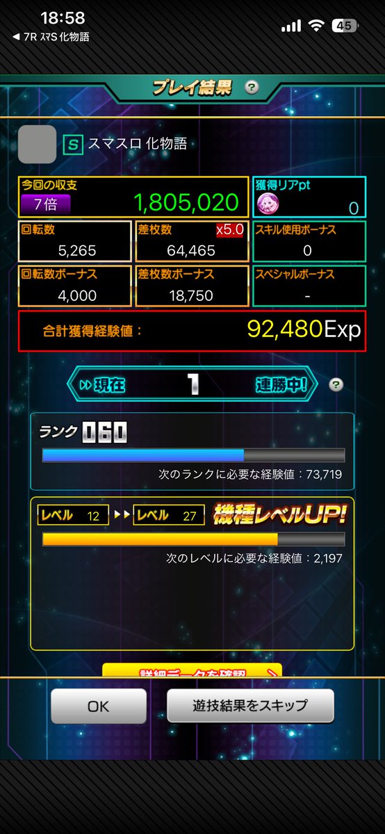 0929yo's tweet photo. 好きな化物語で初めて100万いったー 
#777real https://t.co/JgzxHBa6SD