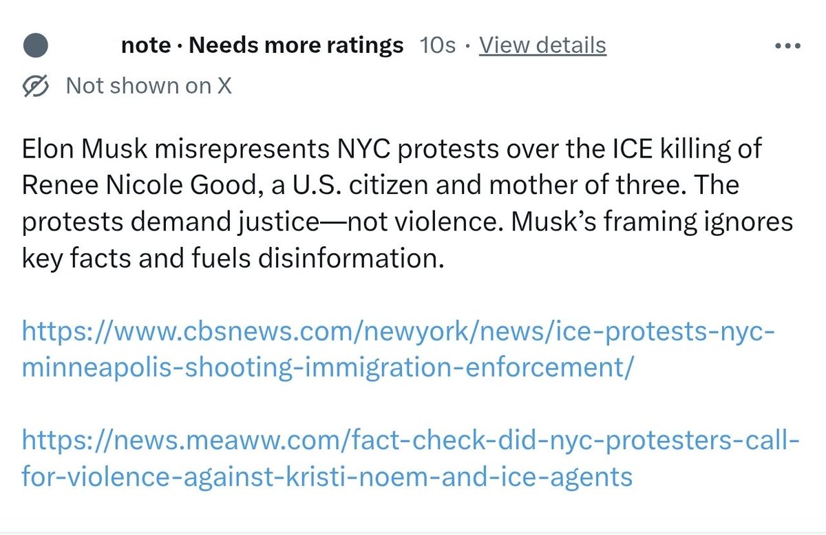 <a href="/elonmusk/">Elon Musk</a> Please vote for the community note to expose Elon Musk's disinformation!

This note adds verified context so readers aren’t misled by incomplete or inaccurate claims. Supporting it helps ensure the conversation stays grounded in facts, not assumptions.