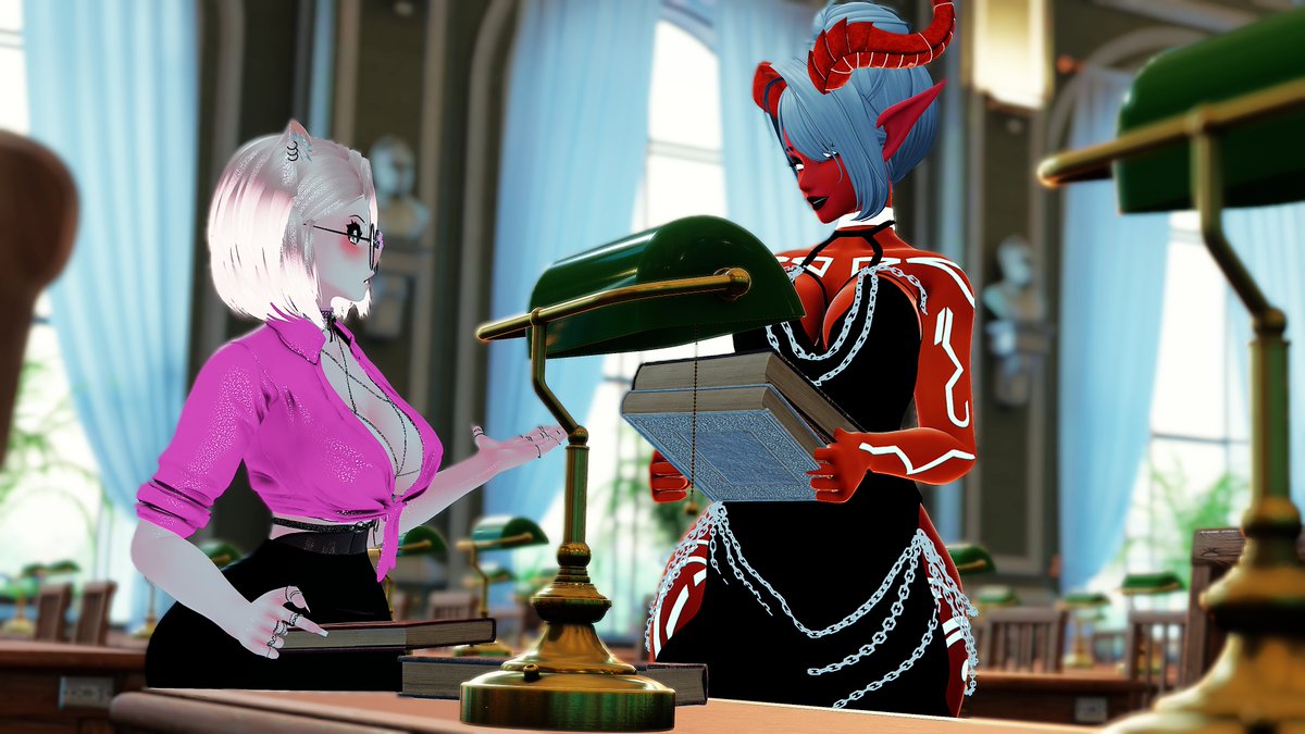 FrostySuccubuss's tweet photo. 🐱= @CrystalPinkVR 
😈/ edits = Me
📸 = @OcWintair 
dont you just love books~ https://t.co/SMCuexlDos