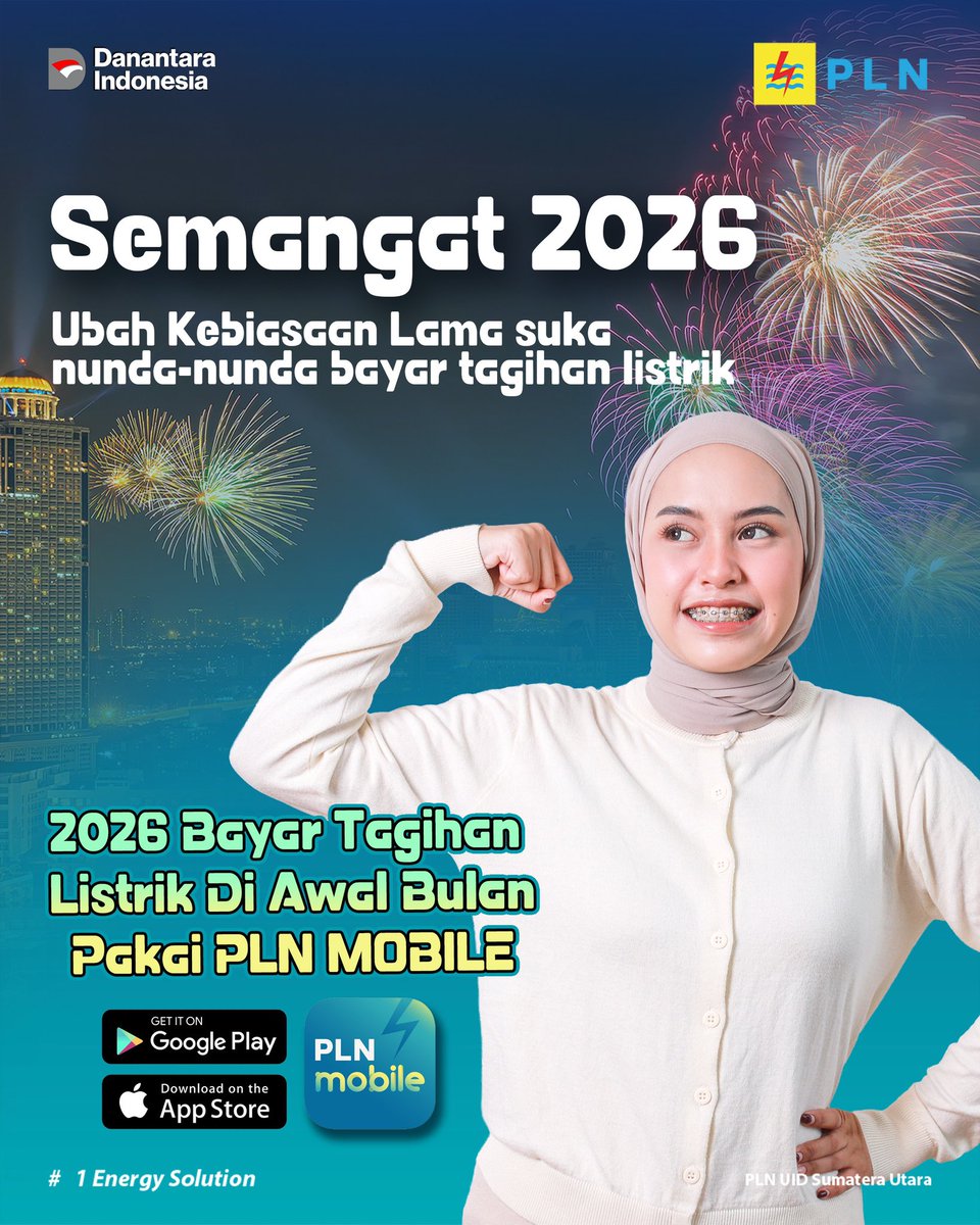 💪⚡ Semangat 2026!
Awal bulan bukan cuma soal resolusi, tapi juga soal tanggung jawab 💡
Yuk, ubah kebiasaan lama, sekarang bayar tagihan listrik di awal bulan biar hidup lebih tenang, tanpa drama 😉
Semua makin mudah lewat PLN Mobile 📲✨

#Semangat2026 #BayarListrik #PLNMobile