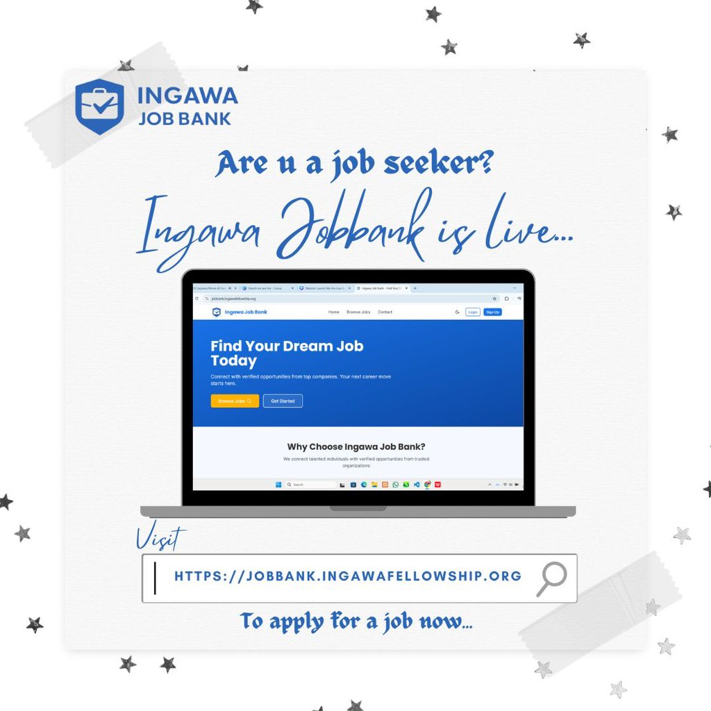 SURVEY ALERT

Skills Demand Survey for Youths &amp; Job Seekers

Ingawa Fellowship wishes to invite job seekers and youth to take part in this survey for possible online courses they are about to enroll through the Ingawa Job Bank portal. 

The survey is designed to understand the
