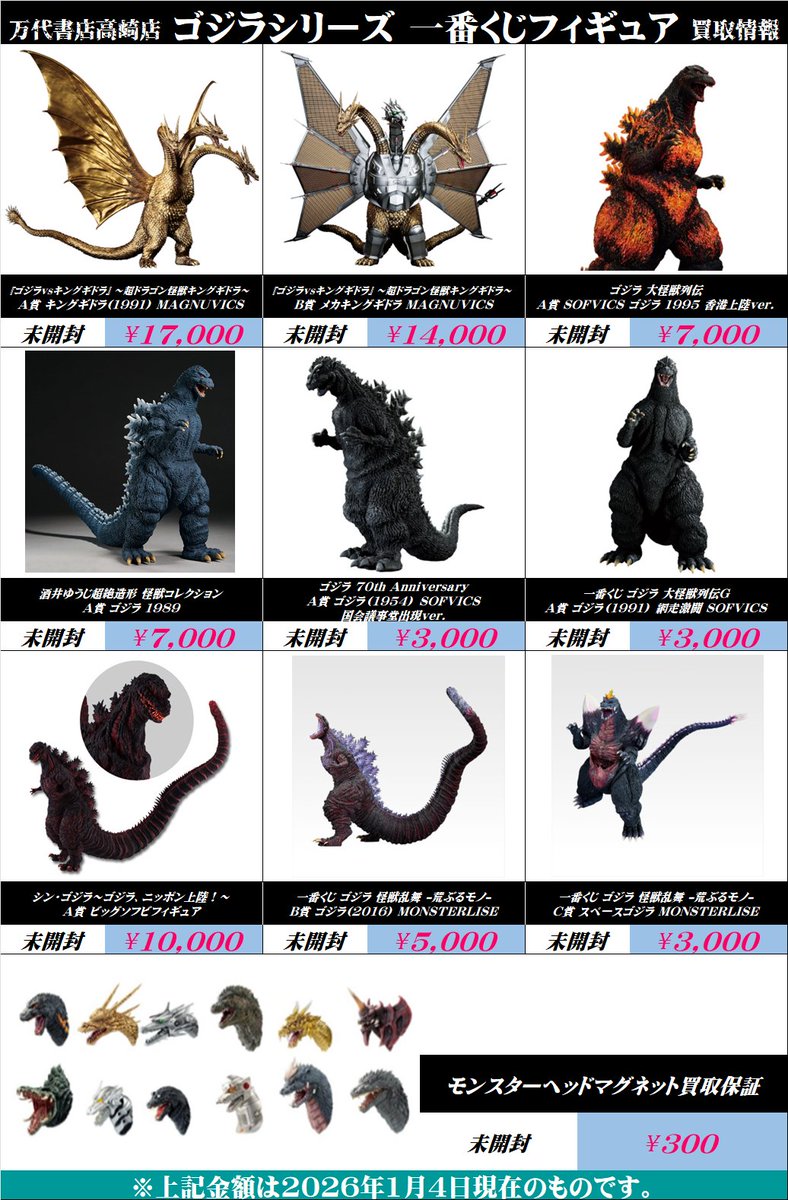 ゴジラシリーズ 一番くじ 買取価格はコチラ！ お持込みお待ちしており