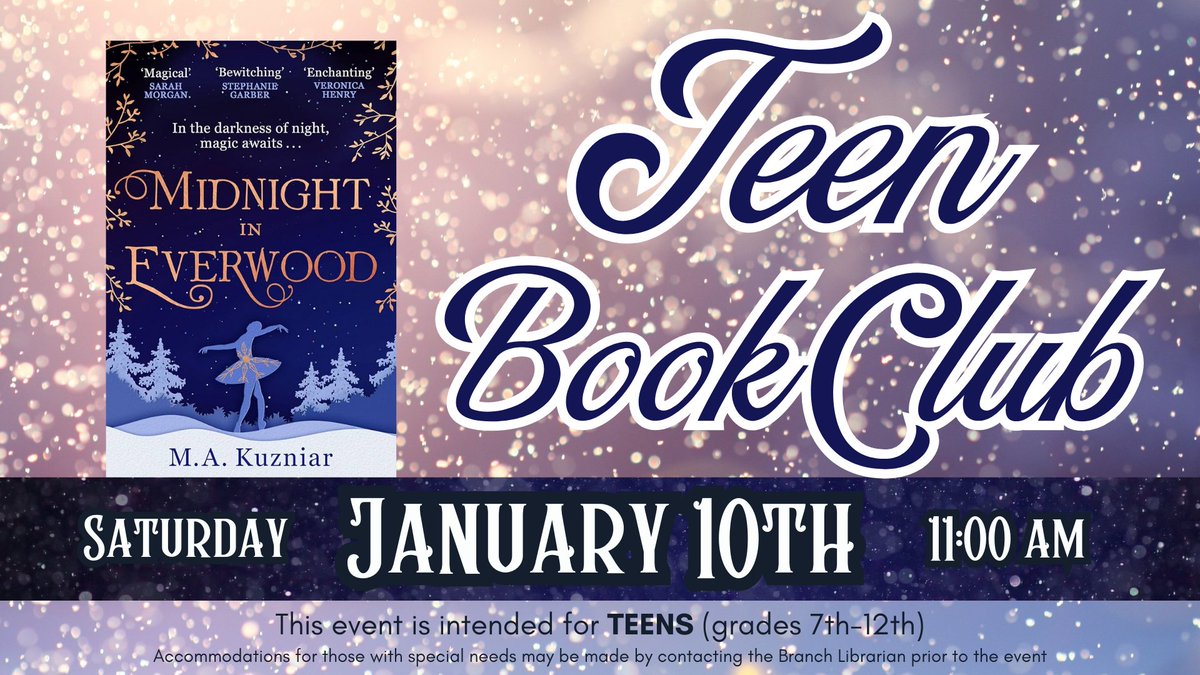 DavisCountyLib's tweet image. Tomorrow at the Centerville Branch at 10:30 am, start the year financially fit with expert advice from USU Extension.
Teens are welcome to join the Teen Book Club at our Clearfield Branch tomorrow at 11:00 for our first meeting of 2026!