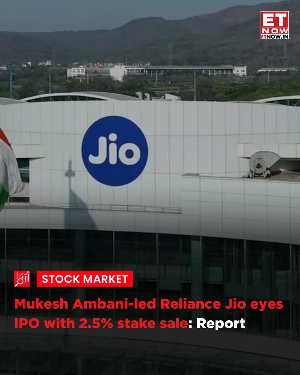 marketsday's tweet image. Reliance Jio Platforms is considering a 2.5 per cent IPO this year that could raise over $4 billion, making it India’s largest listing, with Jefferies valuing the company at $180 billion.

#reliancejio #IPO #Reliance #jio #ETNOW