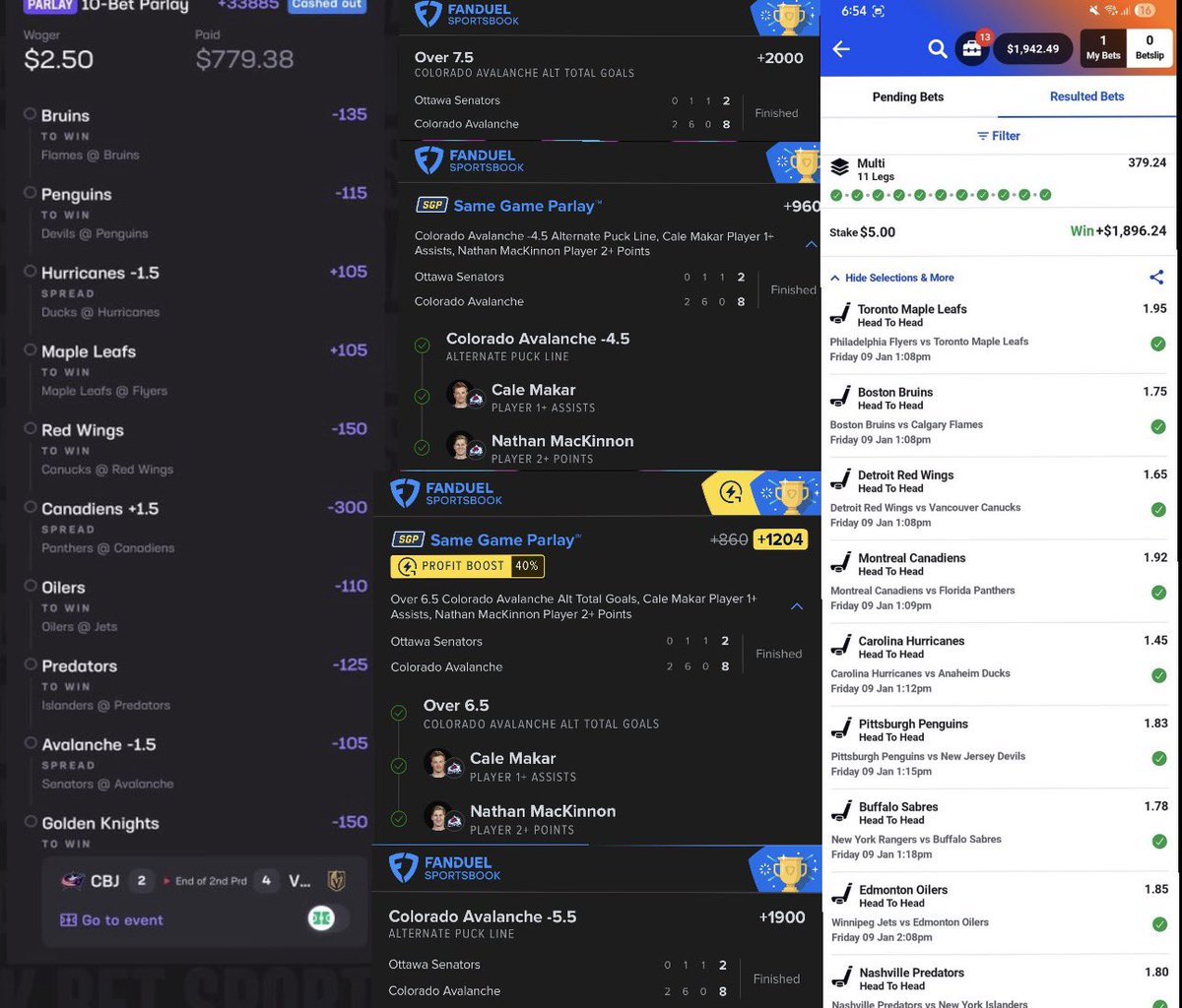 Safe to say THIS THREAD ATE last night! 

Some of the winners were INSANE on the algorithm by <a href="/PineSports_AI/">Pine Sports</a> 

🤑 11 leg ML Parlay $5–> $1,896 
🤑 10 leg ML Parlay (+33885) $2.50 -> $779
🤑 COL TT o7.5 (+2000) 
🤑 COL TT -5.5 (+1900) 
🤑 COL SGP (+1204)
🤑 COL SGP (+960) 

🚨 25%