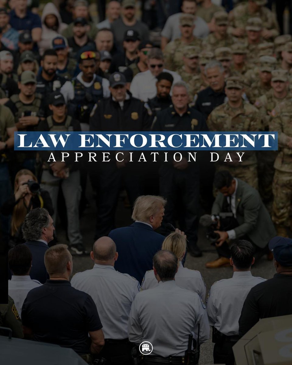 GOP's tweet image. Today, we pause to thank the brave men and women of law enforcement who risk their lives every day to protect our communities.