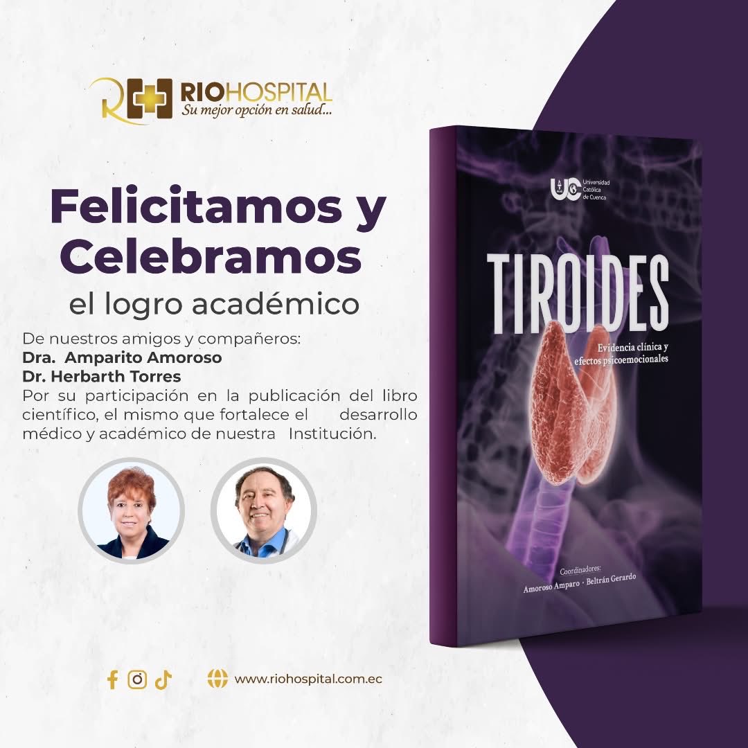 RiobambaBot's tweet photo. 📚🩺 Orgullo riobambeño 🇪🇨

Desde Riobamba para el mundo 🙌
Celebramos la publicación del libro científico Tiroides: Evidencia clínica y efectos psicoemocionales, una obra que aporta conocimiento riguroso y humano al estudio de la salud tiroidea.

Este importante trabajo cuenta con la participación de médicos riobambeños:
👩‍⚕️ Amparito Amoroso
👨‍⚕️ Herbarth Torres

Profesionales que demuestran que en nuestra ciudad no solo hay historia y cultura, sino también ciencia, investigación y excelencia médica.

👏 Riobamba sigue aportando talento al país y al mundo.
Porque cuando nuestros profesionales crecen, Riobamba crece con ellos.