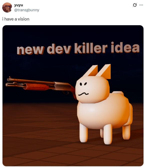 Daonexis's tweet photo. Gubby is the most viral roblox meme, known as Gubby the Dev Killer.  Knowyourmeme shilled it yesterday on ig and the post is going insanely viral.  CHECK IT https://t.co/B3HYFsWK7D
https://t.co/Knj6YCrc4E https://t.co/6TitvguJ62