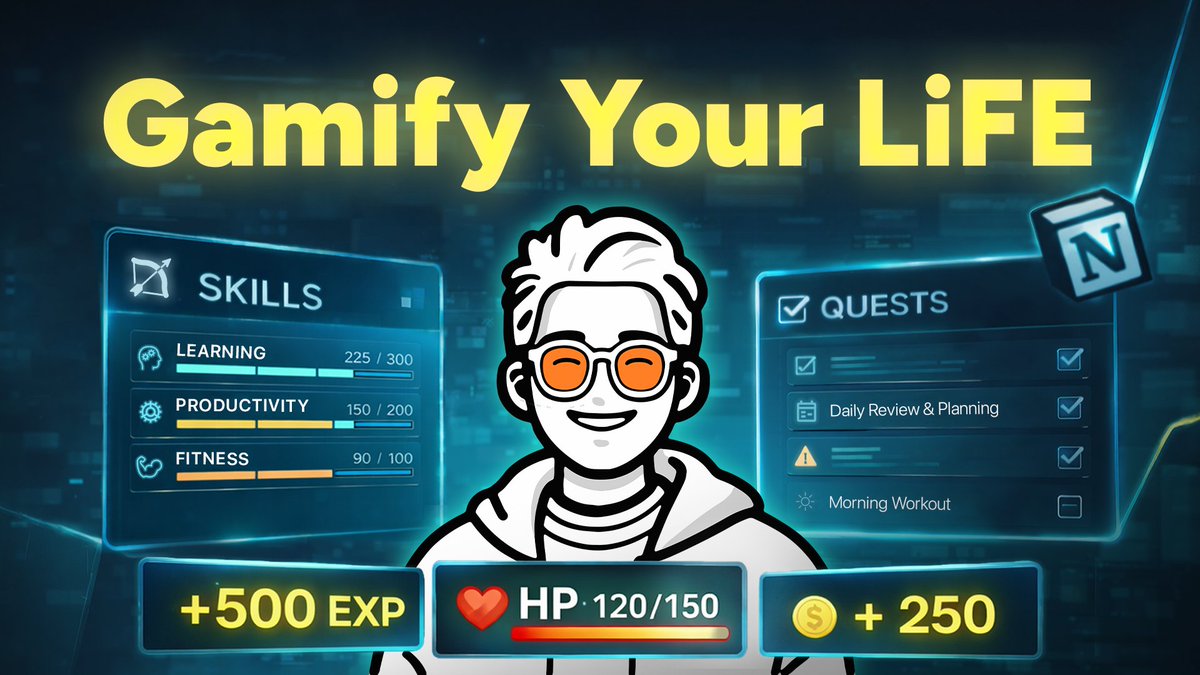 heyalbert_co's tweet photo. Gamify your life. Play your own story.
#buildinpublic #LiFERPG

↓ Check out how I built the LiFE RPG in Notion! https://t.co/RbgEcZRVYD