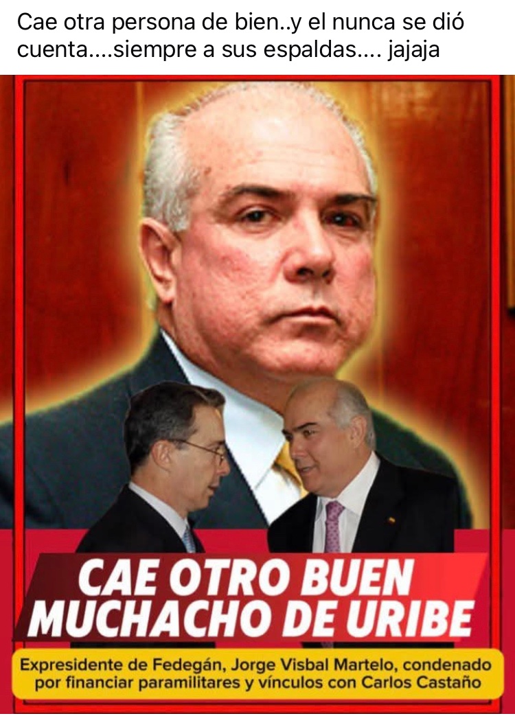 Pameloski4's tweet photo. @AlvaroUribef La tuya. Si ? Con todos tus colaboradores presos ! Y siguen cayendo ! https://t.co/25n2fpTfCo