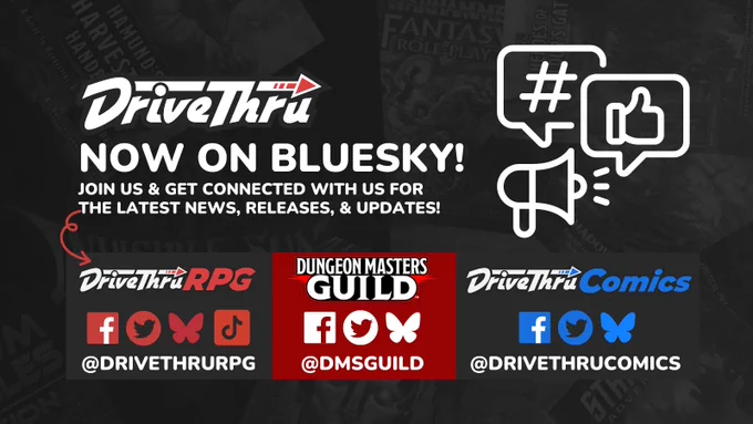 DriveThruComics and DriveThruRPG over at Bluesky social media.