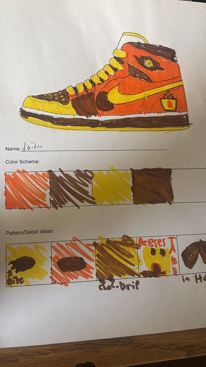 ArtwithBudar's tweet photo. We’re rough drafting our design project in sixth grade! Can you guess what candy this shoe is designed after 👀??? https://t.co/c9T0d1YPzl