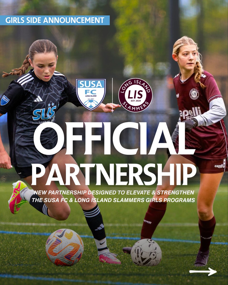 lislammers's tweet photo. Girls Side Announcement: SUSA FC 🤝 LI SLAMMERS 🔥 ⚽️ https://t.co/9tnVLdylwW