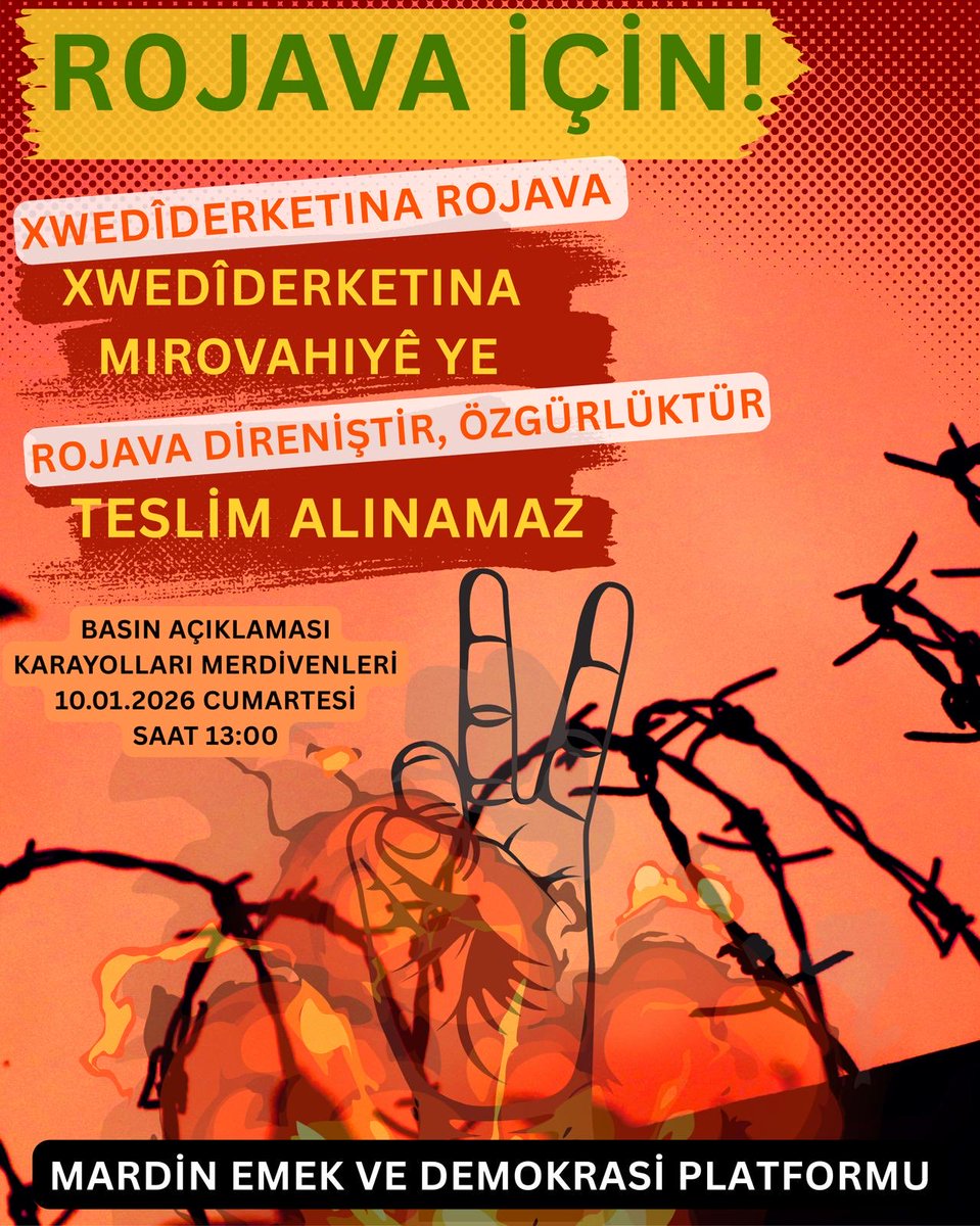 emekmardin's tweet photo. Rojava’ya ses ver!
Halepte saldırılara son ver!

Dengê xwe ji bo Rojava bilind bikin! Êrîşên li ser Helebê rawestînin!
#stopaleppo #rojava #halep #Aleppo #SeyhMaksut #eşrefiye https://t.co/BtYdxYvqXk