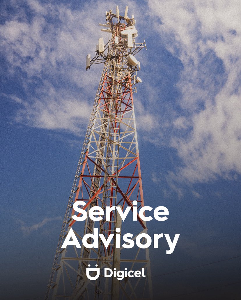 DIGICELJamaica's tweet photo. ⚠️ Service Advisory⚠️
 
Due to a recent fibre break, mobile customers in the parishes of St. James, Hanover  and Westmoreland may experience reduced quality of service. This may impact your calls and browsing experience.
 
Our technical teams are actively making repairs and restoration efforts underway. An update will be shared as soon as more information becomes available.
 
Thanks for your patience. We apologise for any inconvenience caused 🙏🏽