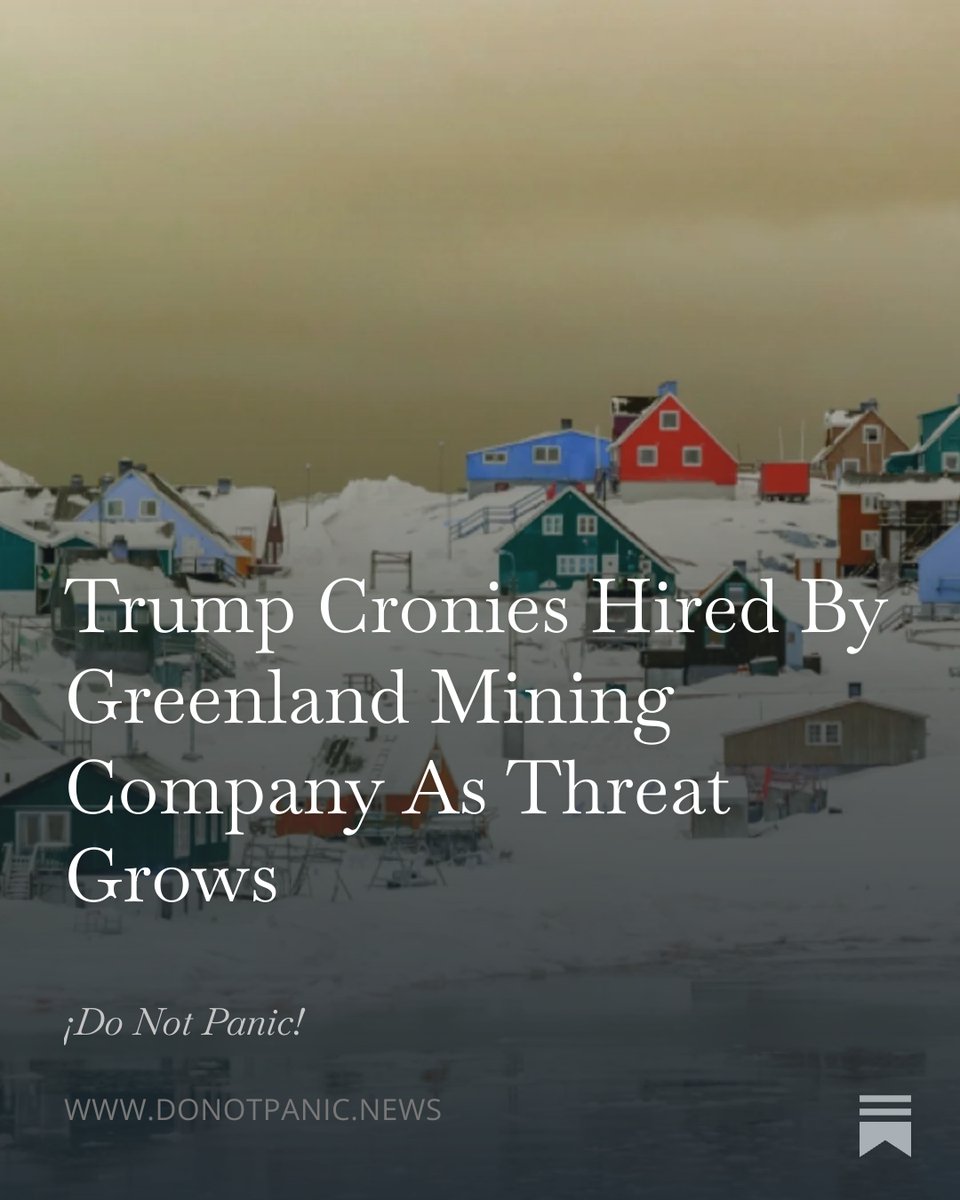Haven't seen this reported anywhere so wrote it up. The company suing Greenland for its 'right' to mine rare earths just hired the lobbying firm run by Trump's friend, donor and major fundraiser, Brian Ballard. Pam Bondi and Susie Wiles were also hired straight out of the firm
