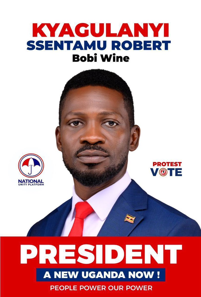 Next week on Thursday (15th January) go and vote Kyagulanyi Ssentamu Robert.

Symbol:- umbrella